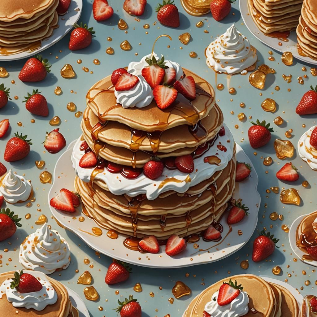 Fluffy Pancakes with Whipped Cream: Fantasy Concept Art