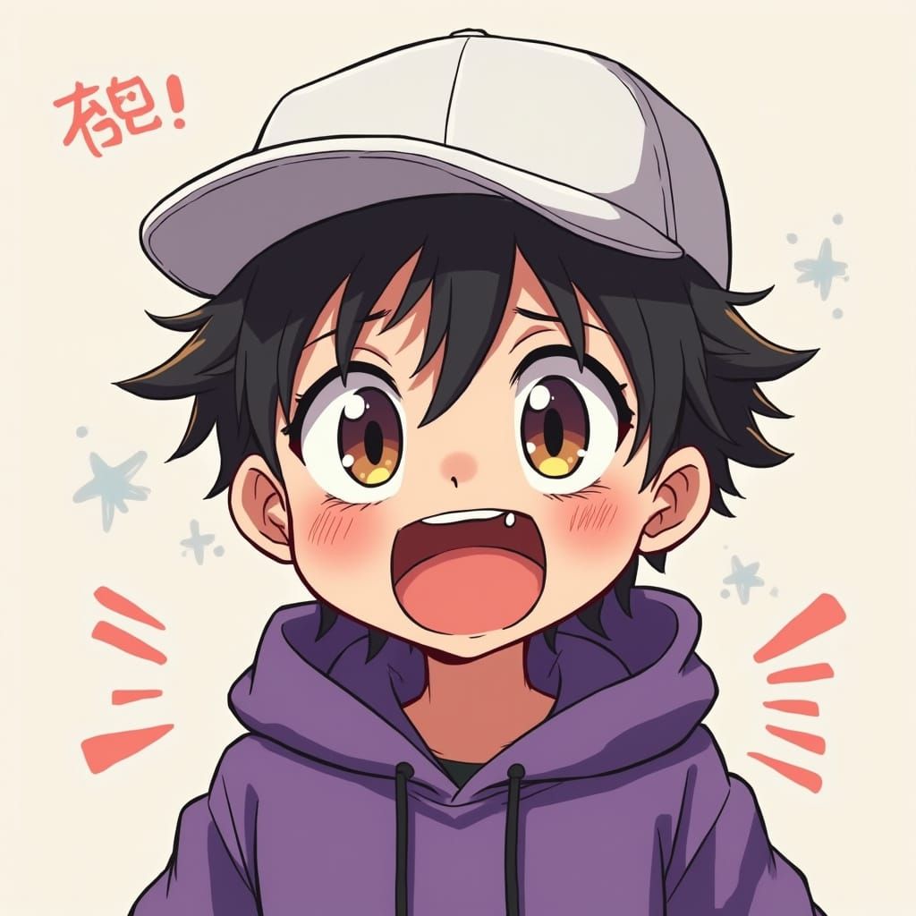 Cute Cartoon Boy Emotes in Anime Manga Style
