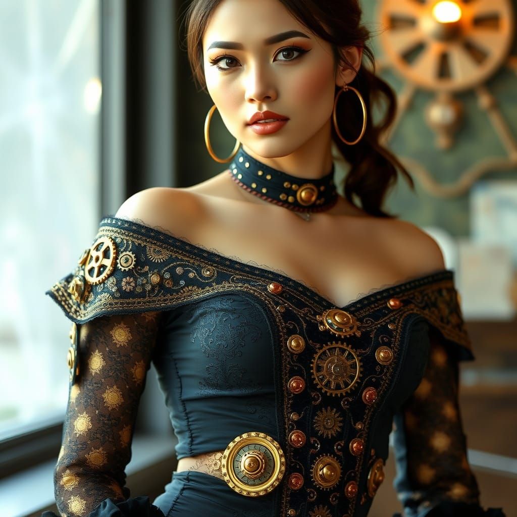 Steampunk Woman in Elaborate Outfit