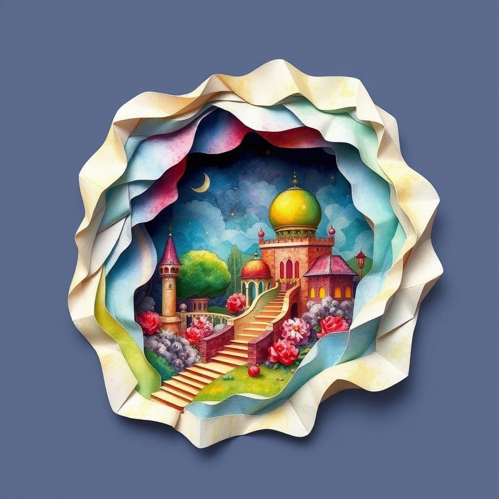 Watercolor Illustration in Warwick Goble and Riza Abbasi Sty...