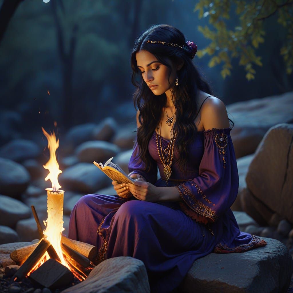Gypsy Tarot Reader in Romantic Realism Style