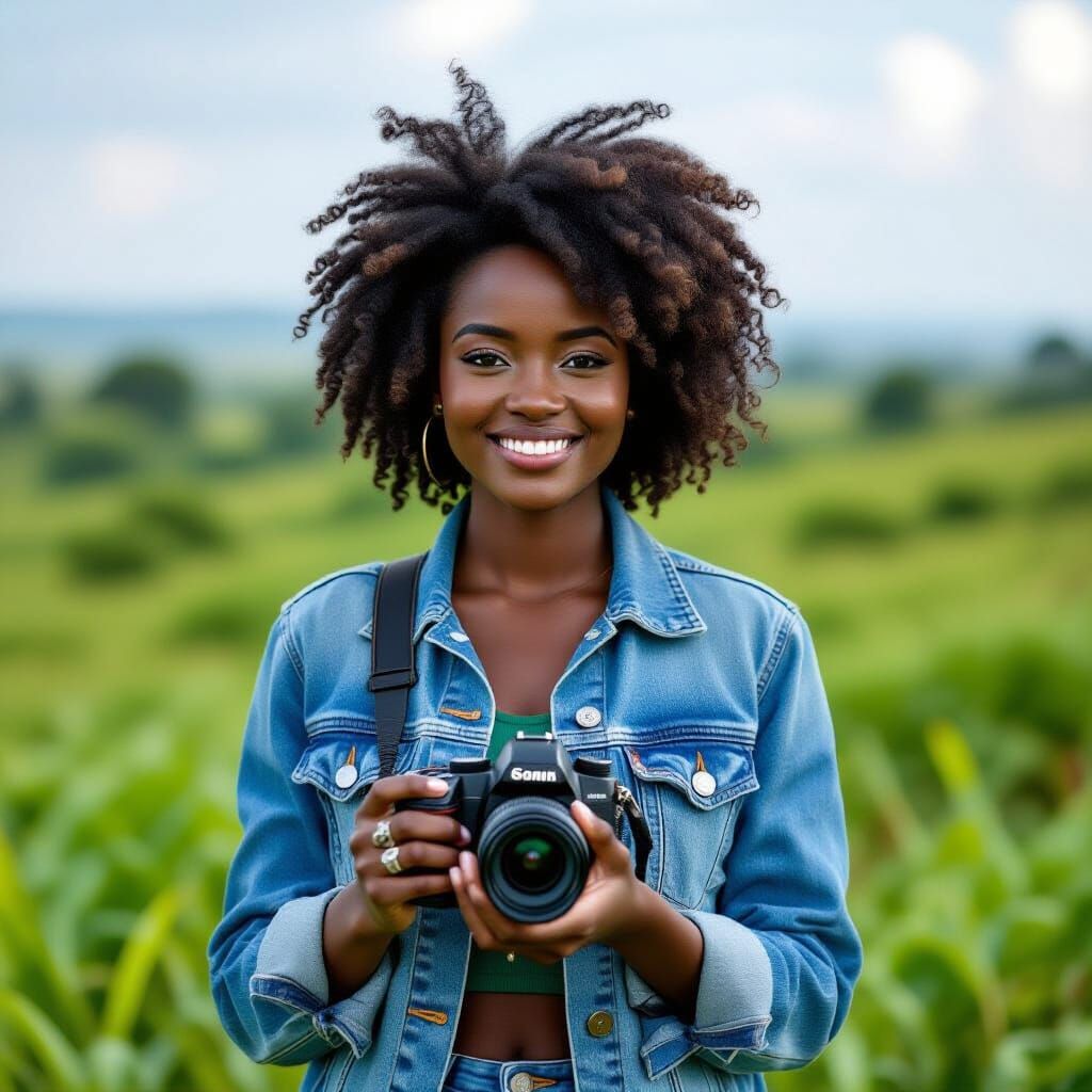 South Sudanese Photographer in Lush Landscape