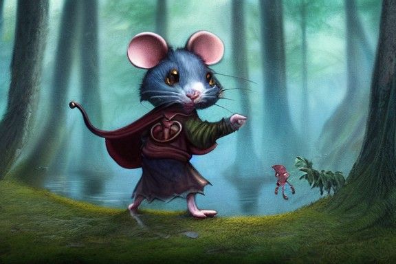 Mouse Wizard on Forest Journey: Chibi Character Art