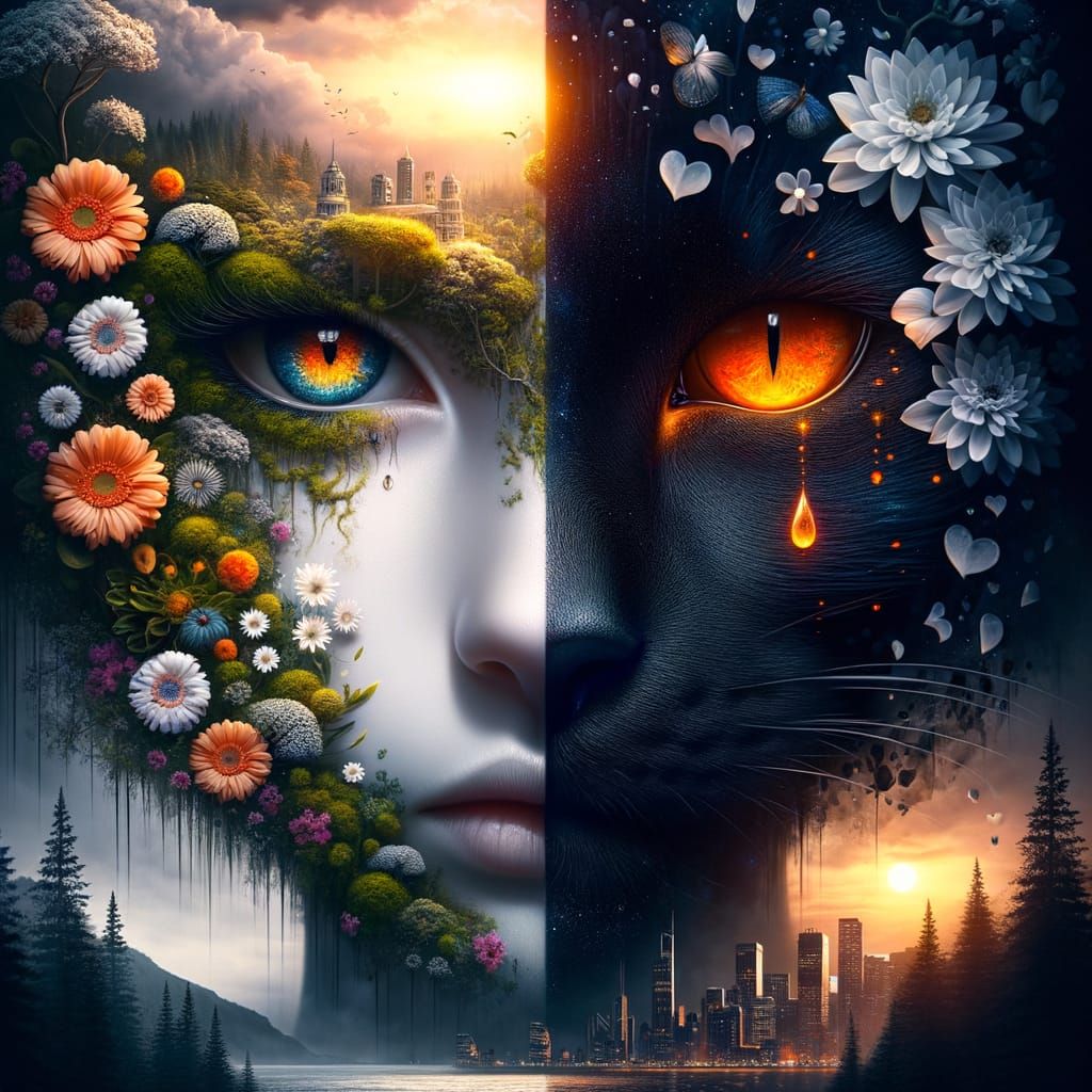 Dual-Faced Figure in Surreal Digital Art