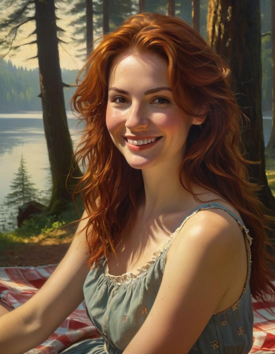 Woman's Forest Picnic: Baroque Oil Painting