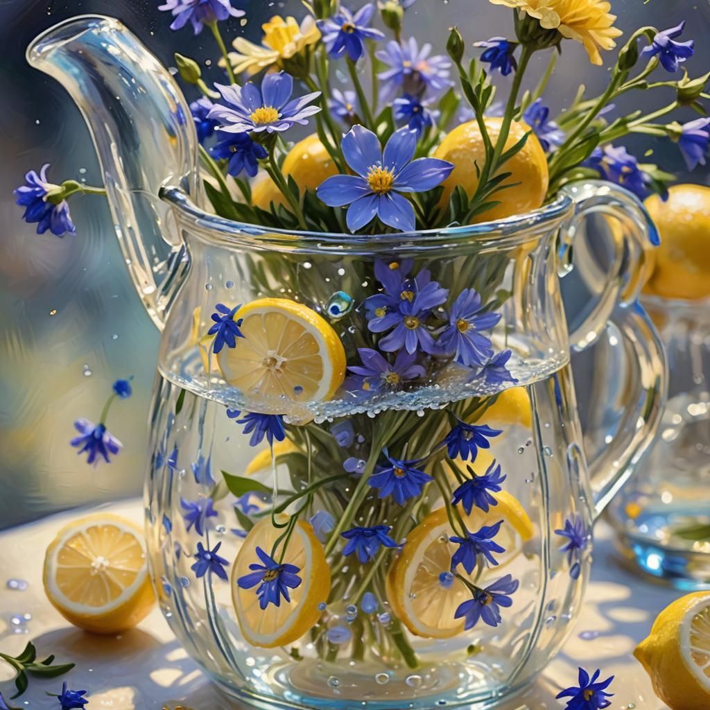 Expressionist Oil Painting of Lemon Water Jug