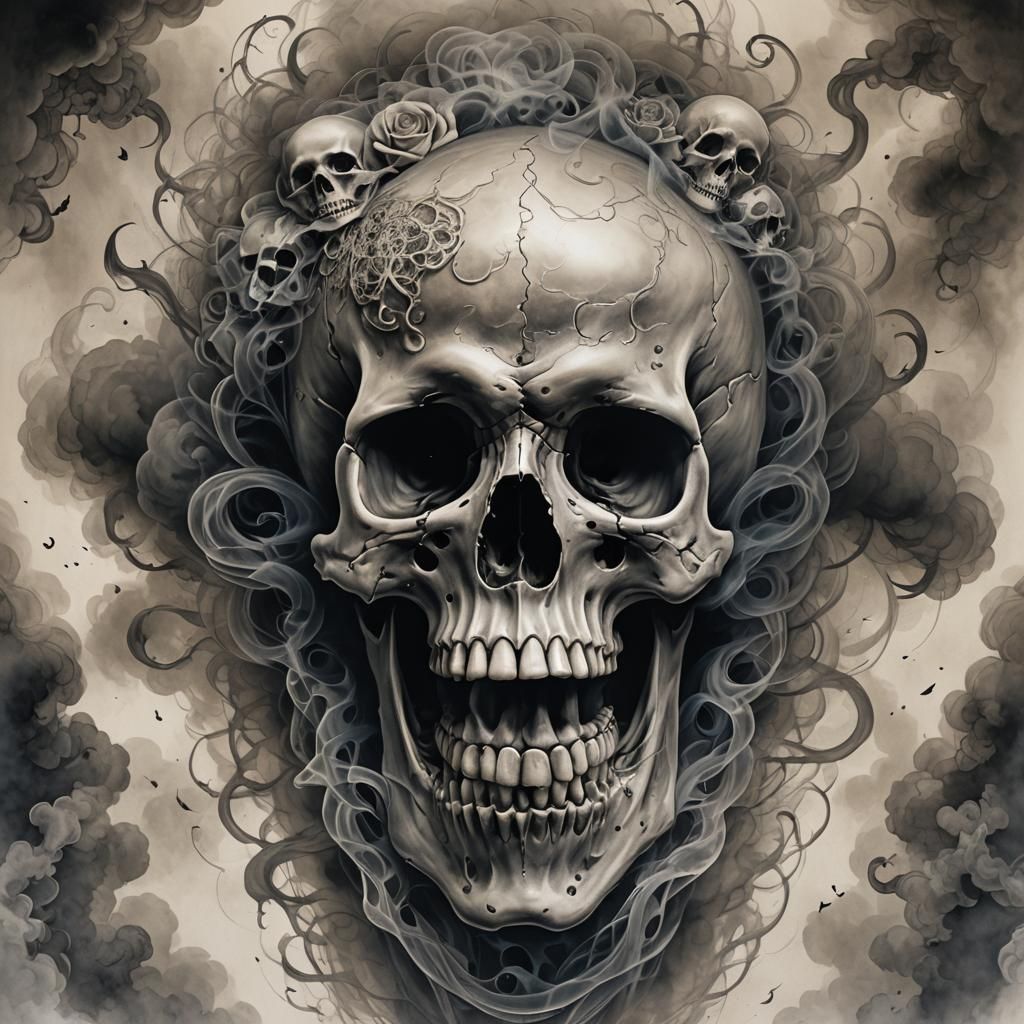 Human Skull Tattoo Art in Haunting Style