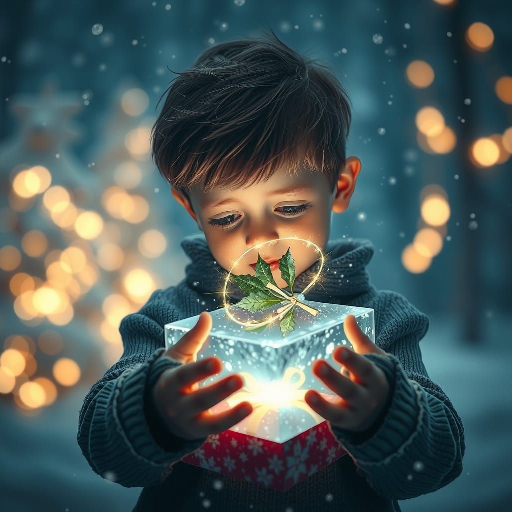 Bioluminescent Winter Wonderland Double Exposure Art