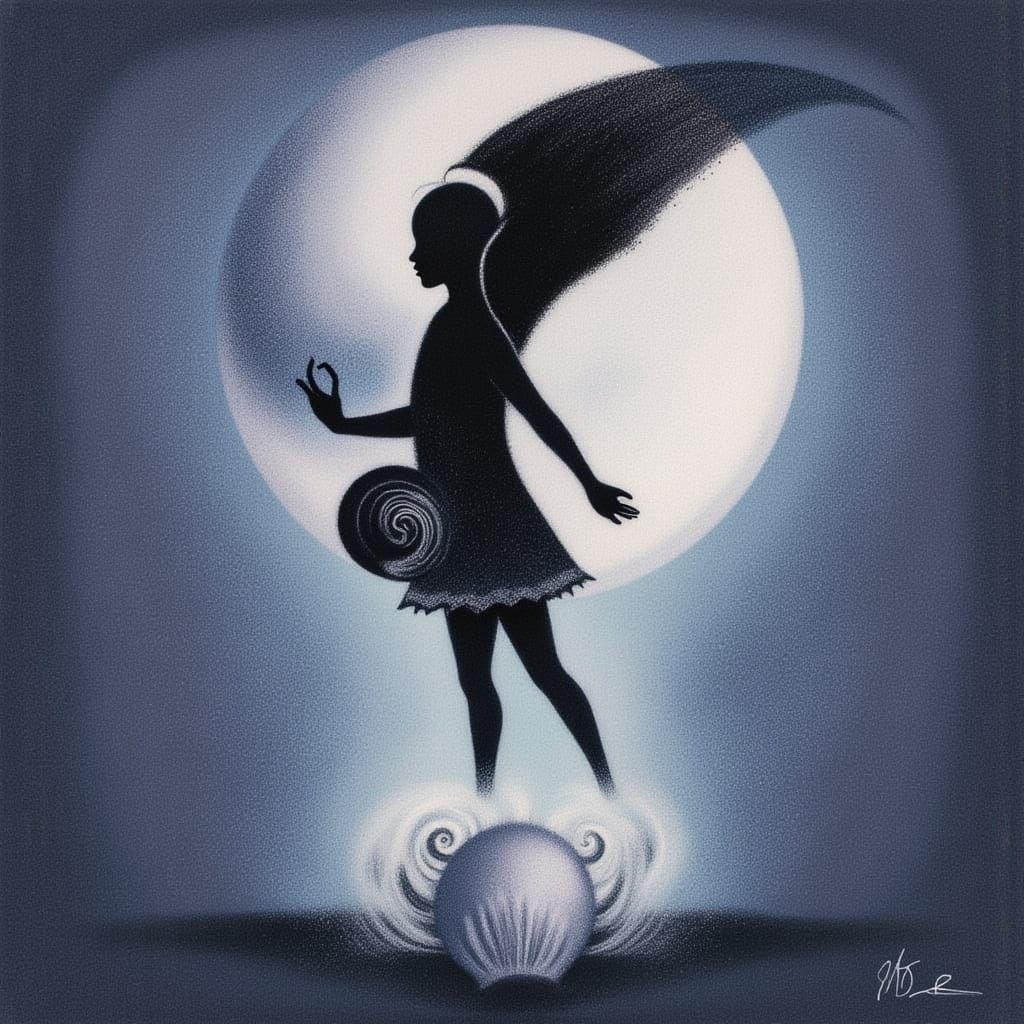 Abstract Neon Charcoal Art with Cicada Song Influence