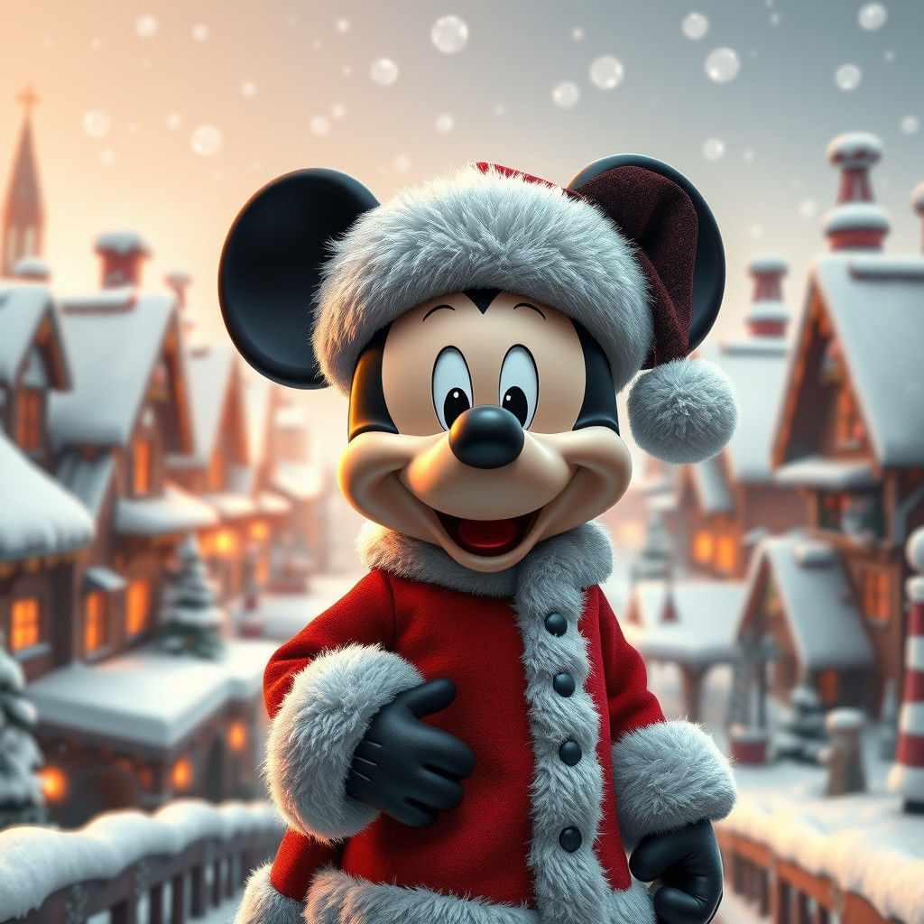 Mickey Mouse as Santa Claus in 3D