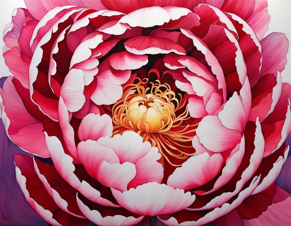 Peony in Art Nouveau Style