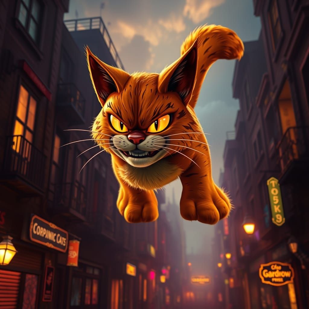 Majestic Garfield Predator Cat in Dark Fantasy Skidrow