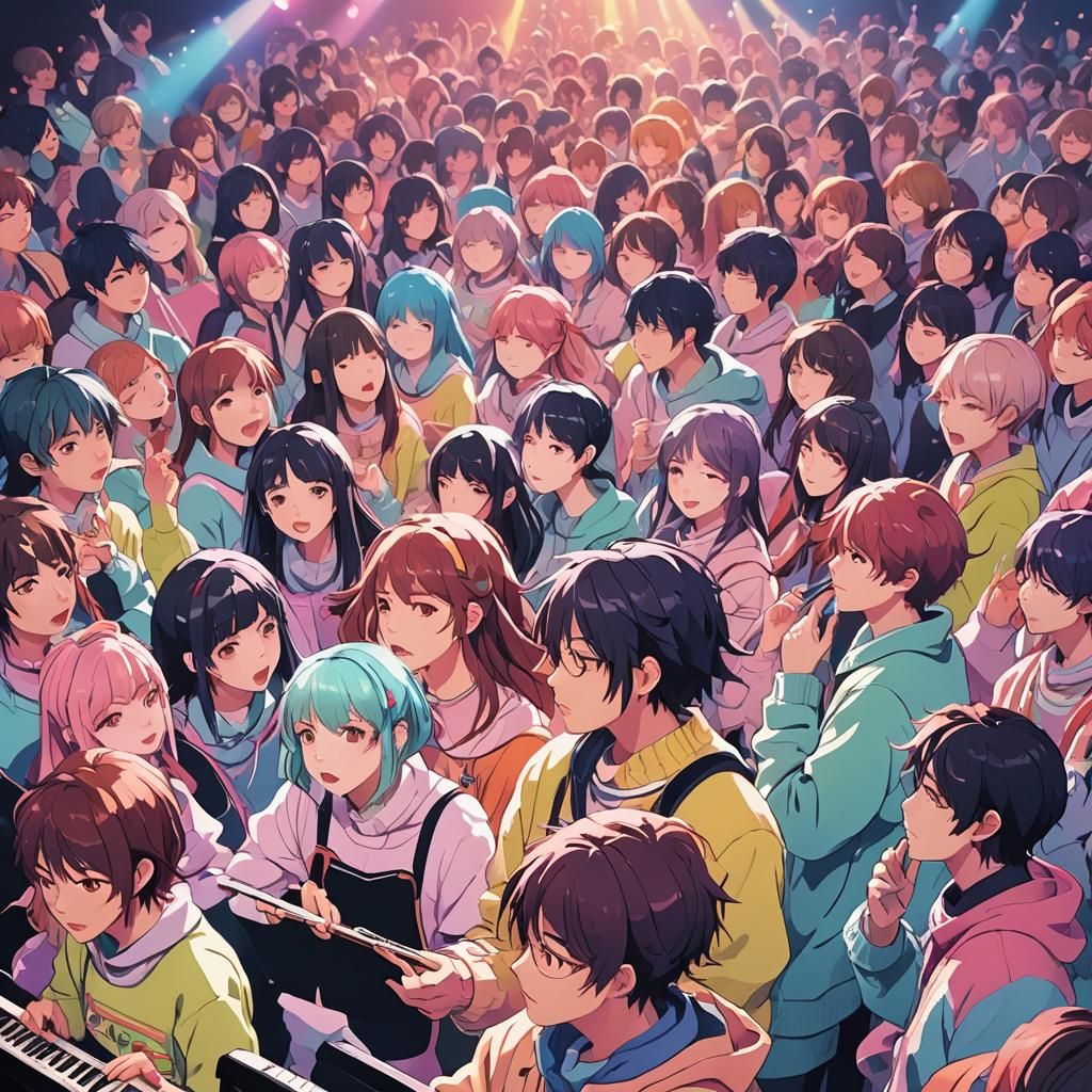 Anime High School Concert in Pastel Colors