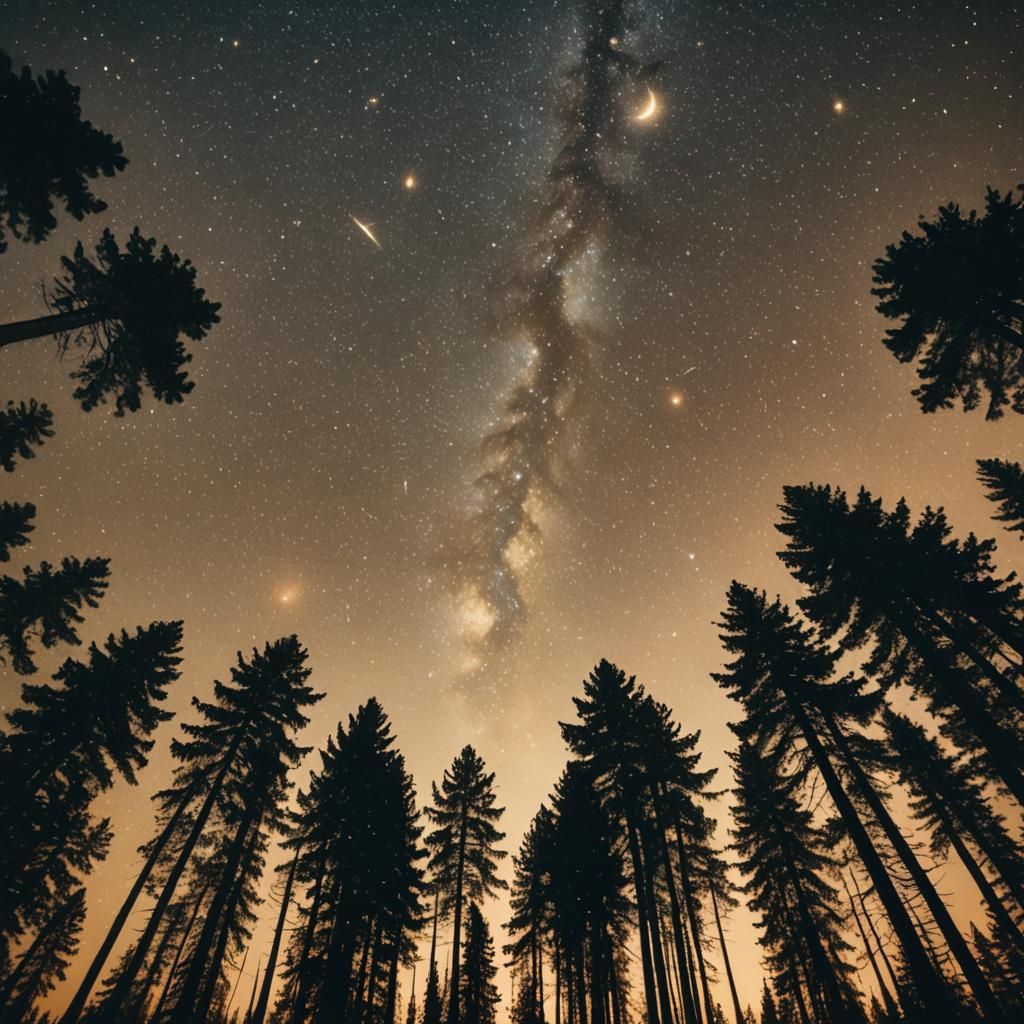 Starry Night Forest in Cinematic Film Style