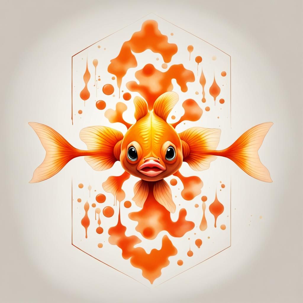 Rorschach-Inspired Goldfish Inkblot Illustration
