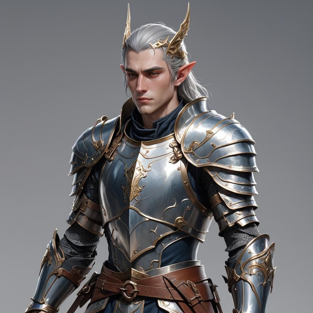 High Elf Knight in 3D Anime Style