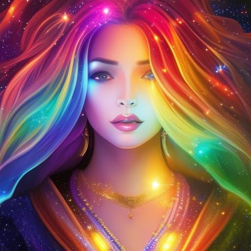 Galactic Woman Portrait in Art Nouveau Style