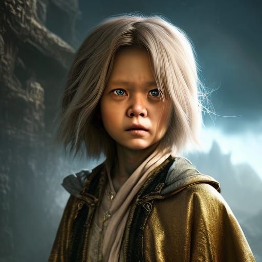 Kind-Eyed Girl Portrait in Hyperrealistic Style