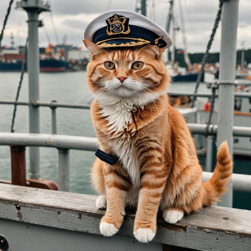 Orange Cat Captain on Deck