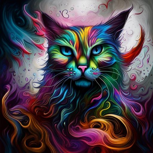 Ghost Cat in Dark Fantasy Graffiti Art