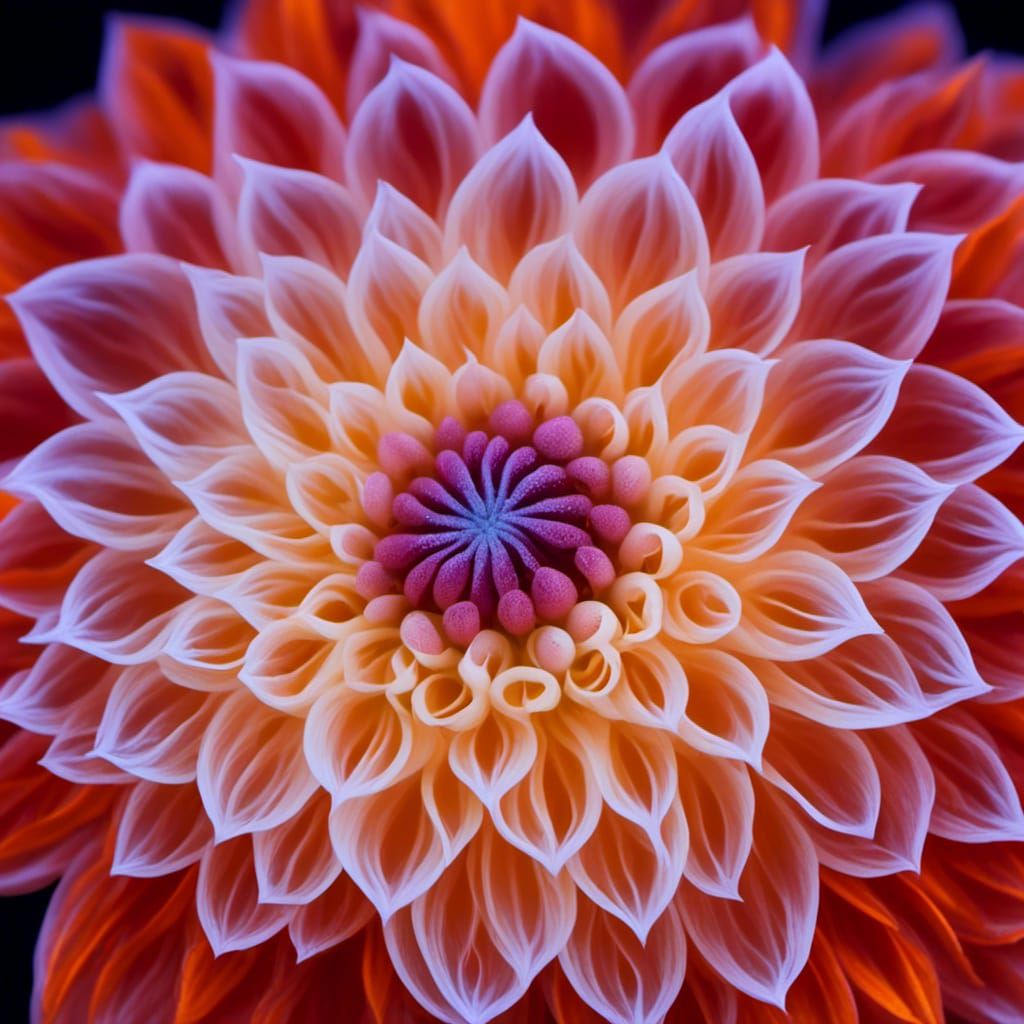 Bioluminescent Orange Dahlia in Extreme Close-Up