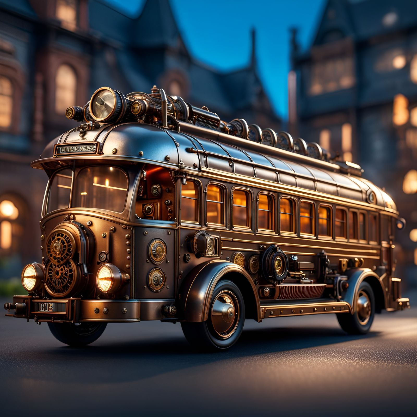 Steampunk Bus on Wheels: Highly Detailed Photo