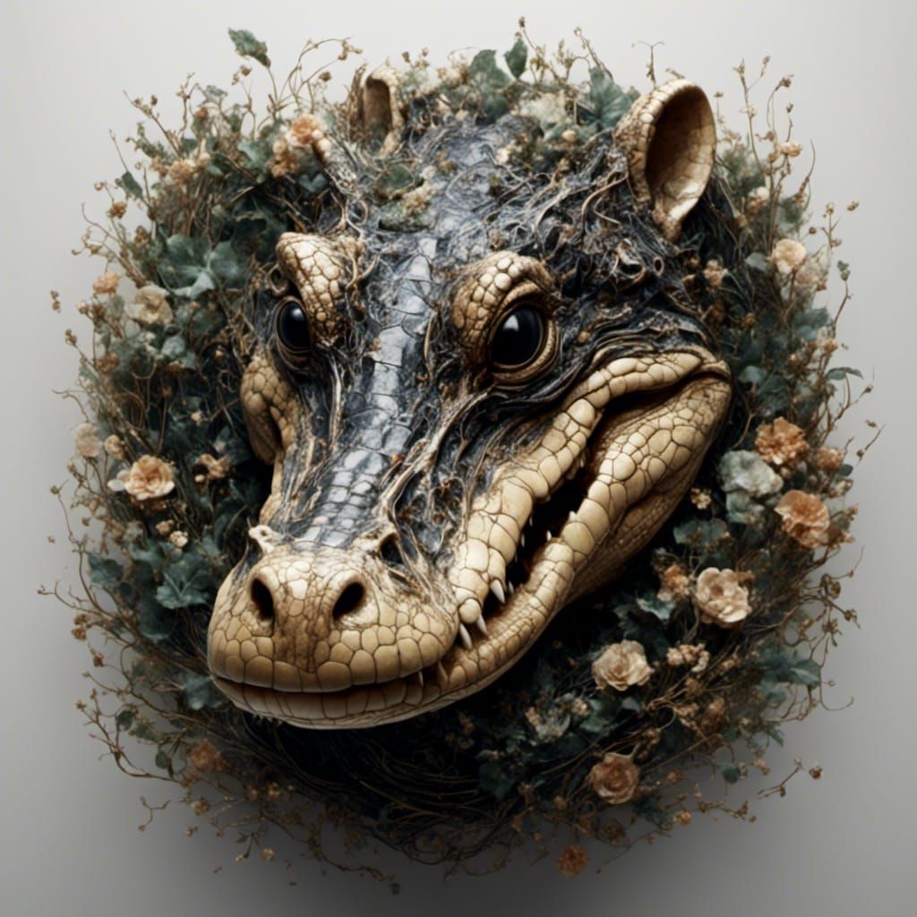 Detailed Alligator Crocodile Hybrid with Beady Eyes