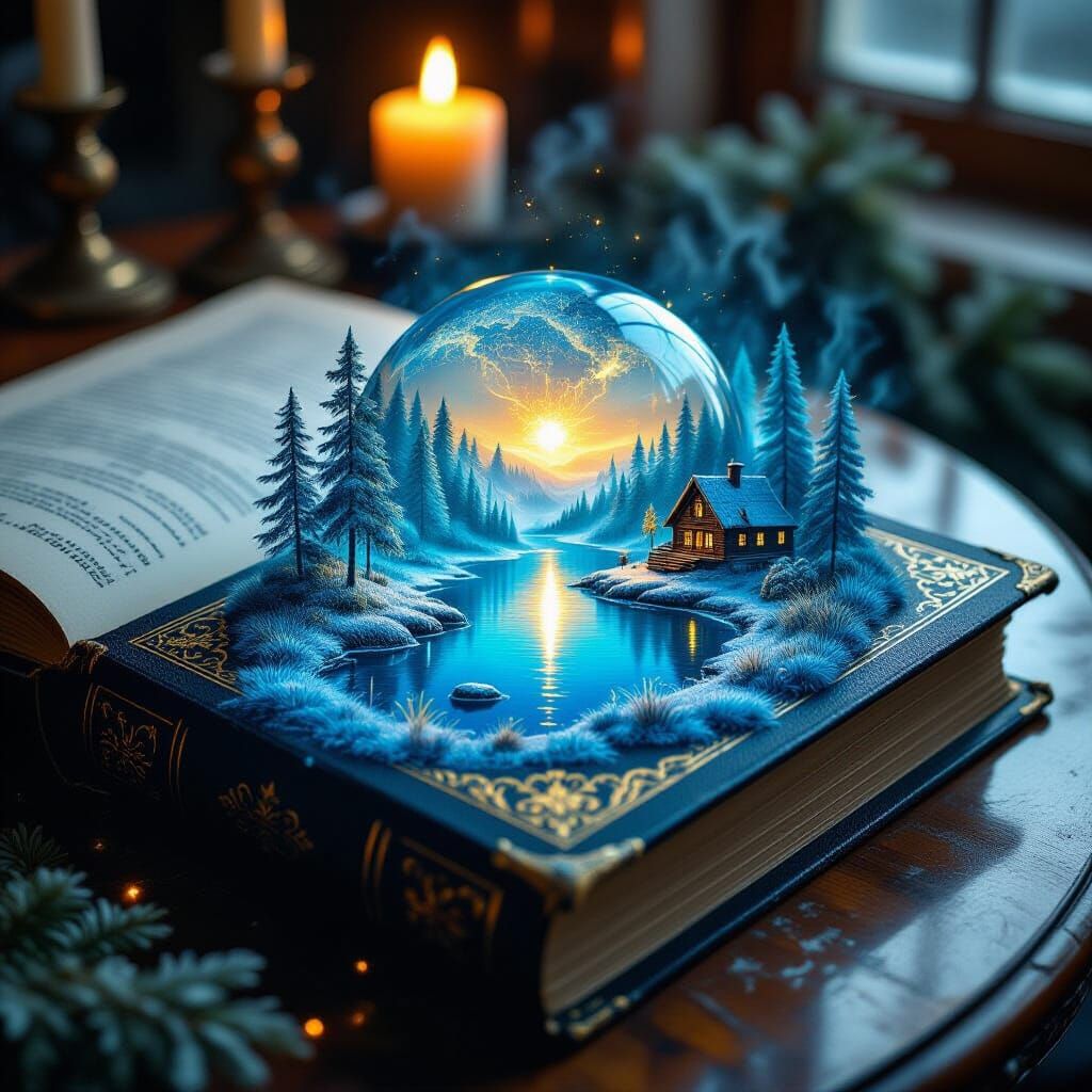 Gilded Grimoire Opens to Mystical World on Mirrored Table