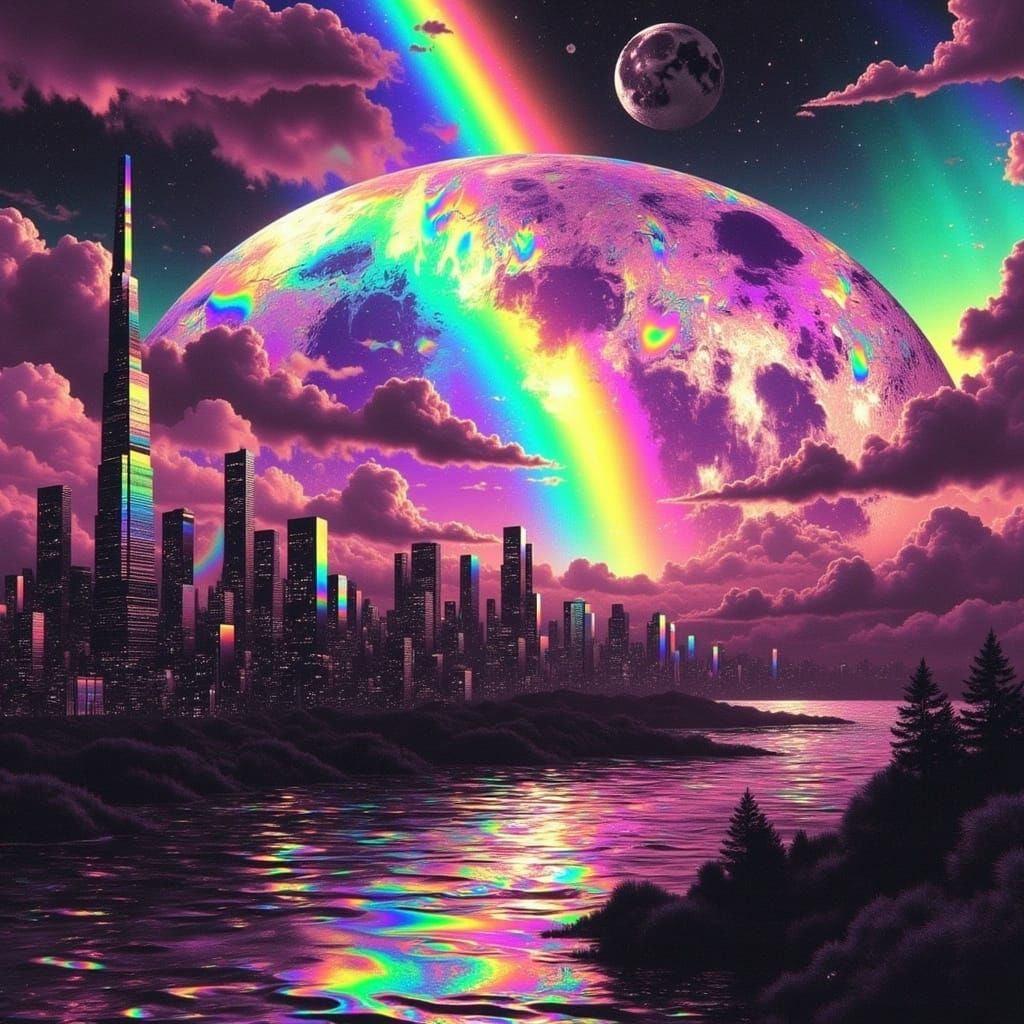 Glitching Rainbow Cityscape