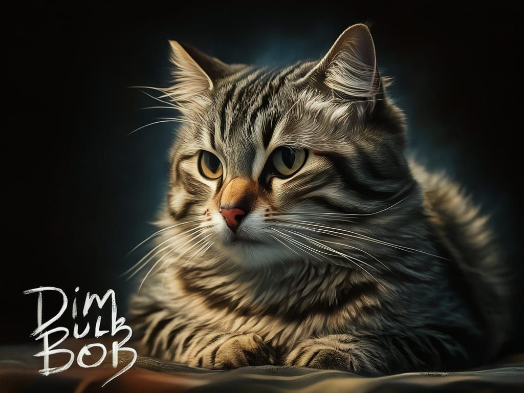 Hyperrealistic Cat Portrait with Bold Signature