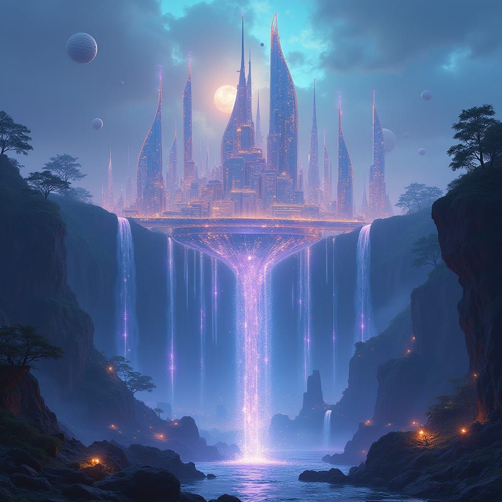 Ethereal Dreamscape in Cosmic Futurism Style