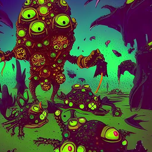 Giant Toad Mutants Devouring Humans in Hallucinations