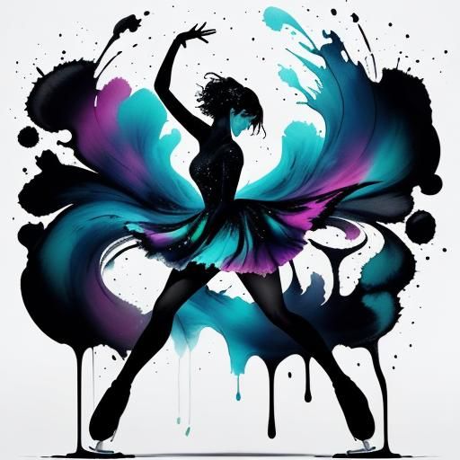Ink Splash Art of a Figure Skater
