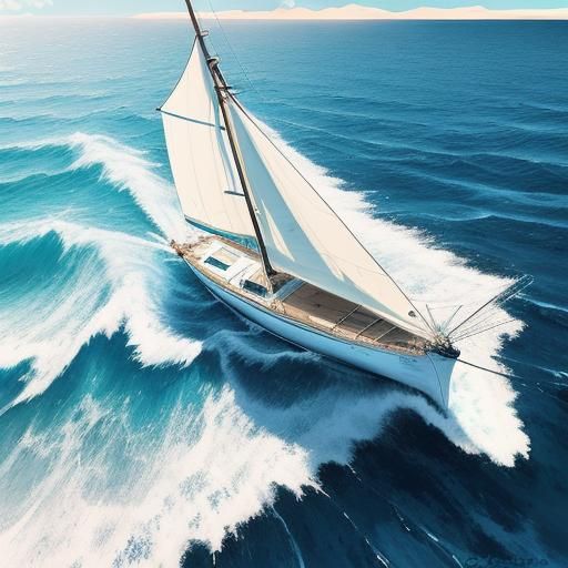 Anime Sailboat on Serene Sea