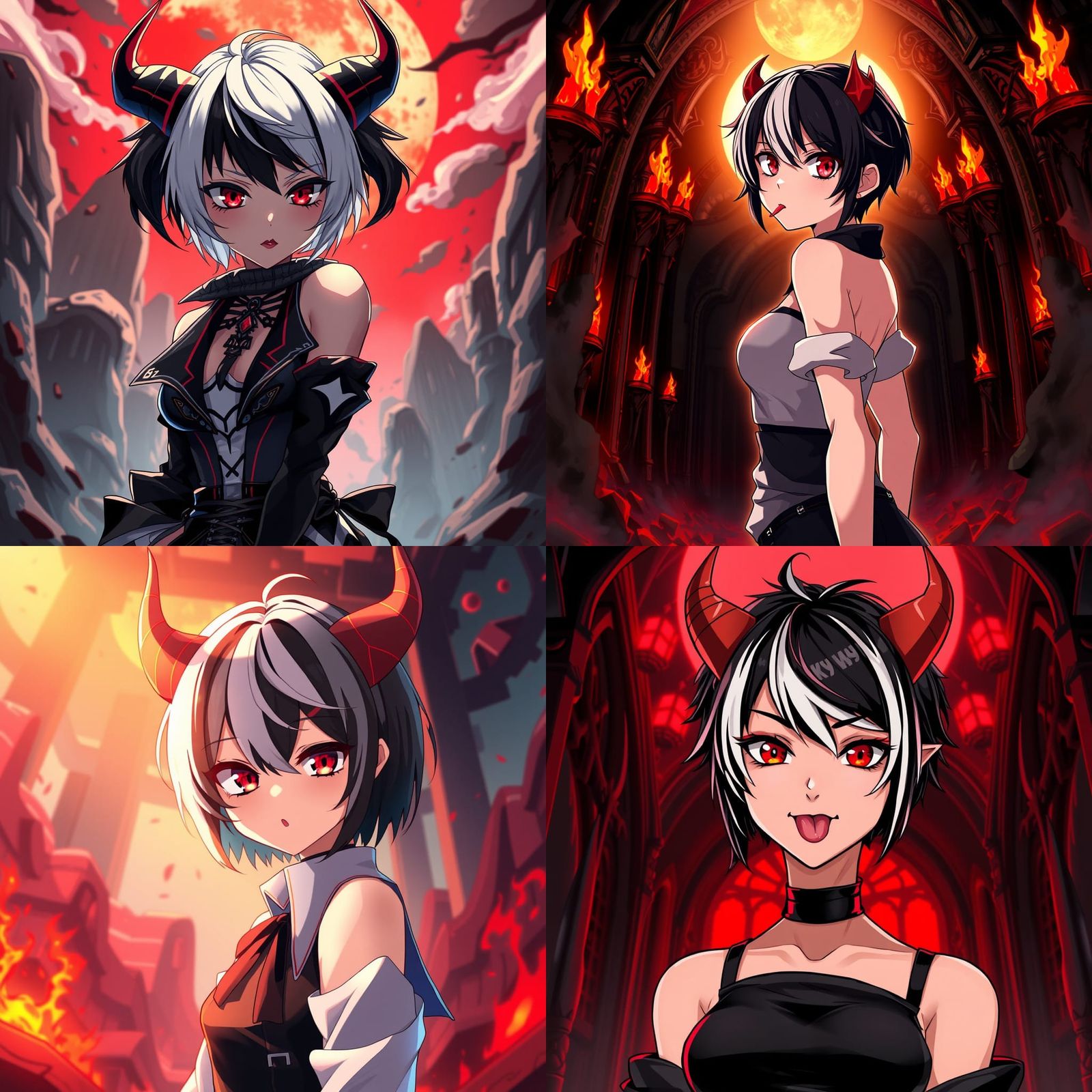 Anime Demon Girl with Playful Expression