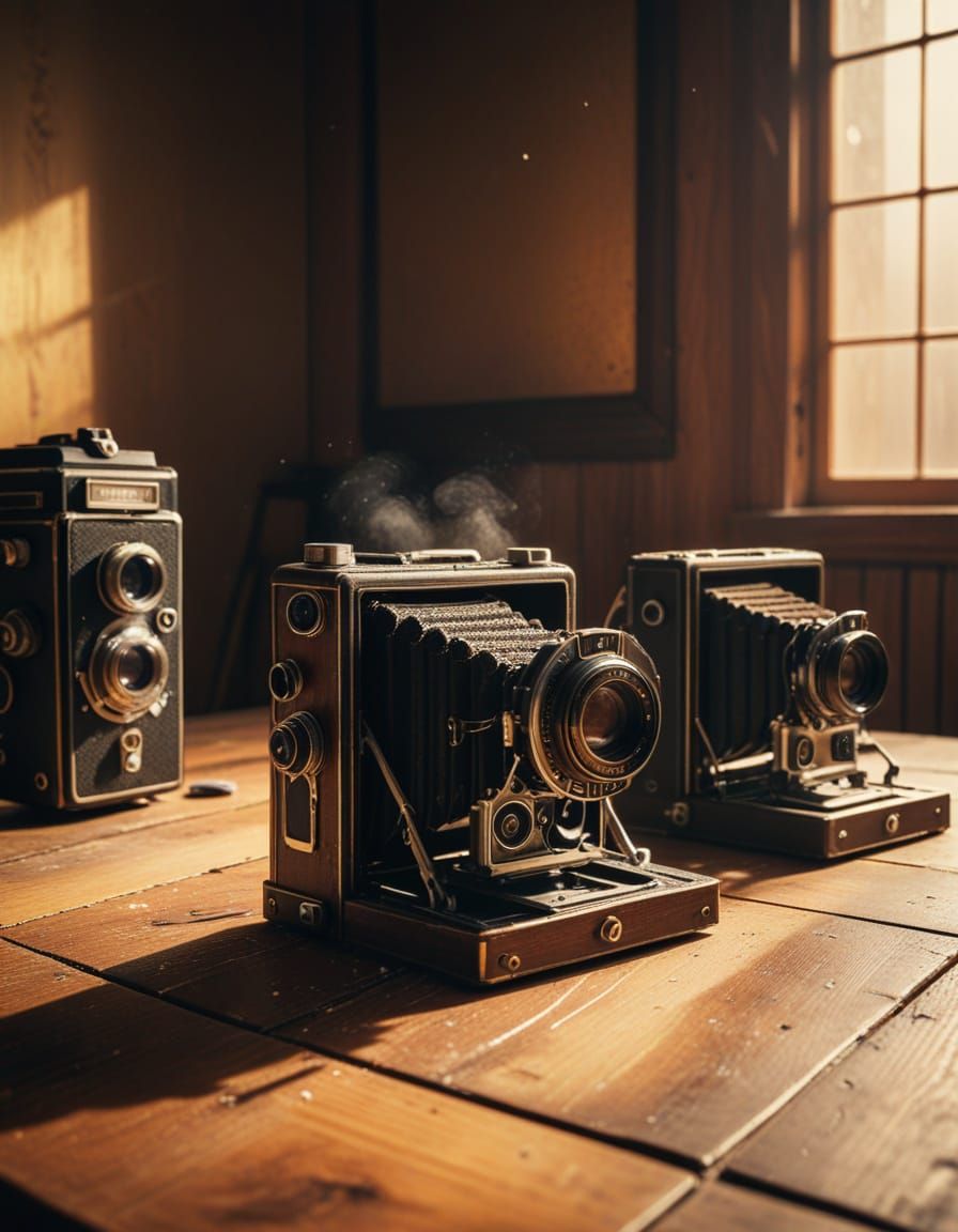 Golden Light in a Vintage Photography Studio: Film Noir