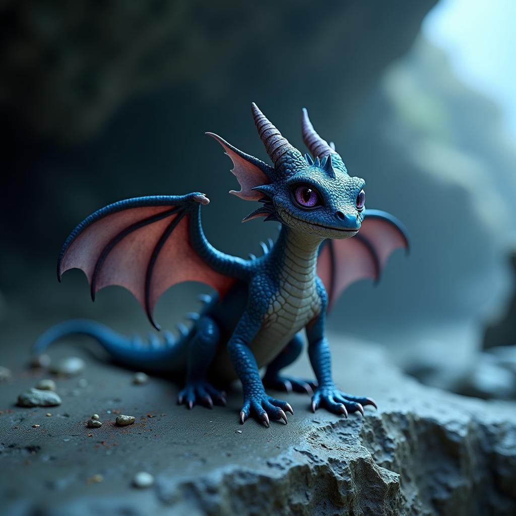 This moody middle-aged male dragon is tiny and quite muscula...