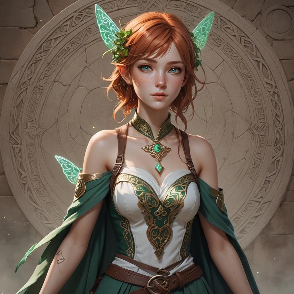 Sorceress Fairy with Celtic Tattoos in Anime Style