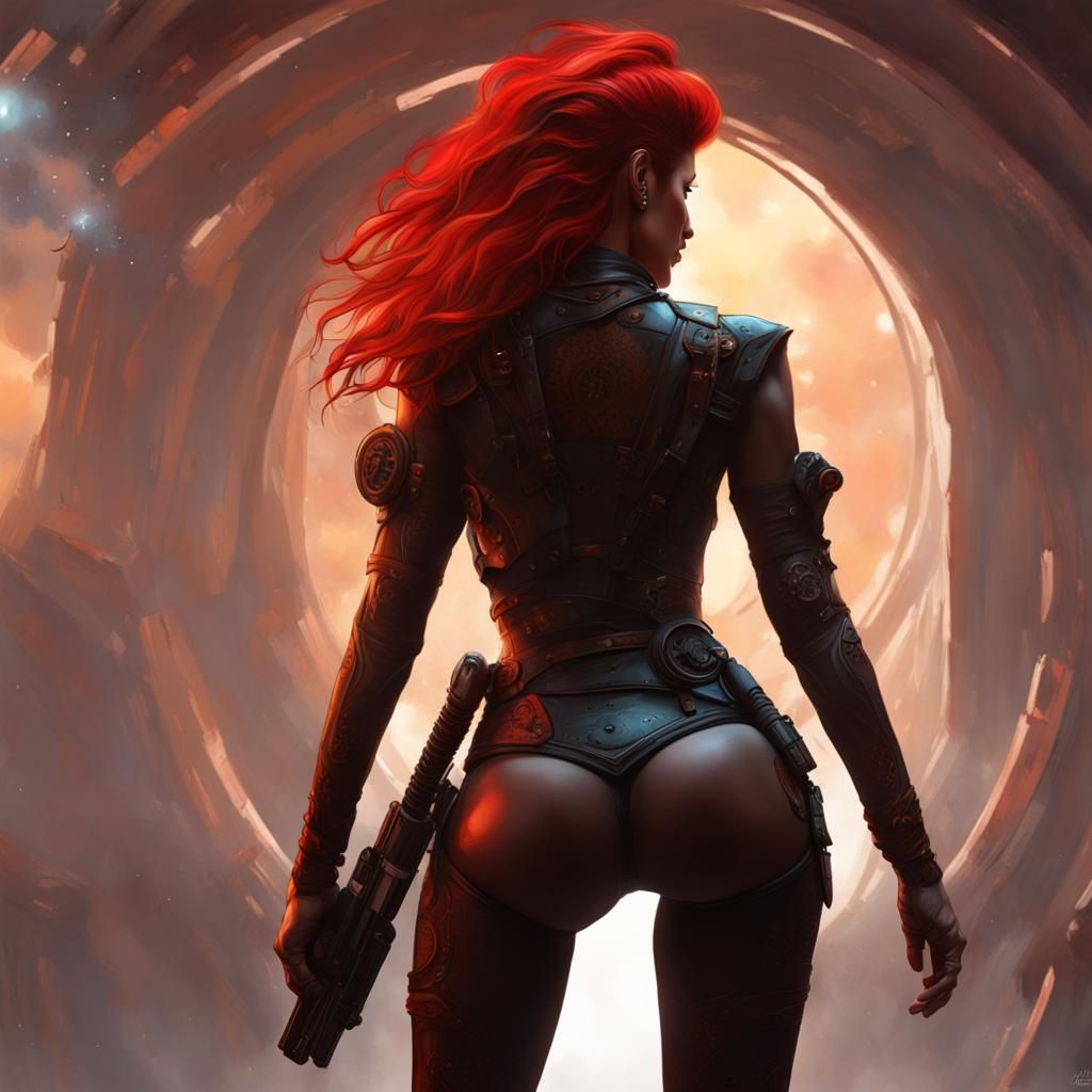 Steampunk Space Cadet Silhouette in Dark Fantasy Style