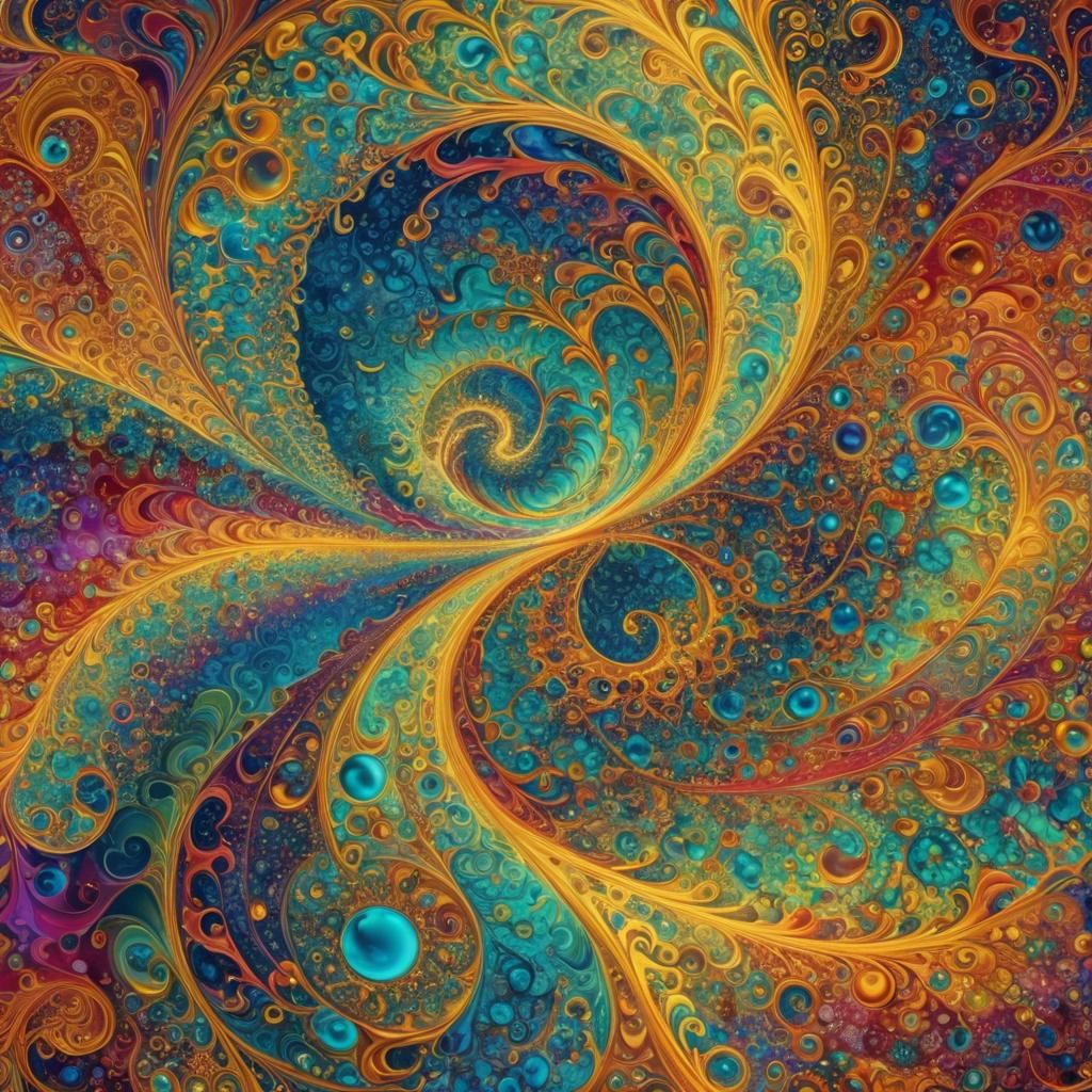 Vibrant Hyperbolic Fractal in Surreal Psychedelic Style