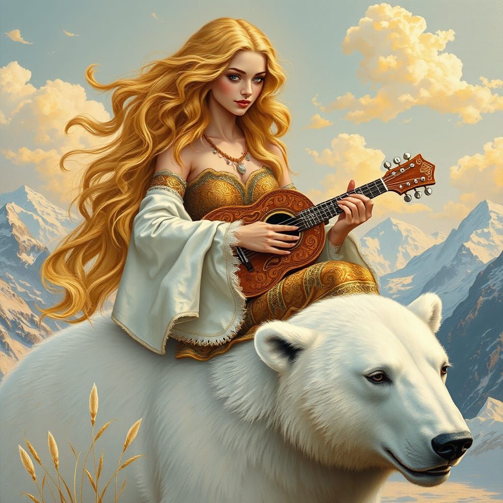 Golden Goddess Serenades Majestic Arctic Bear