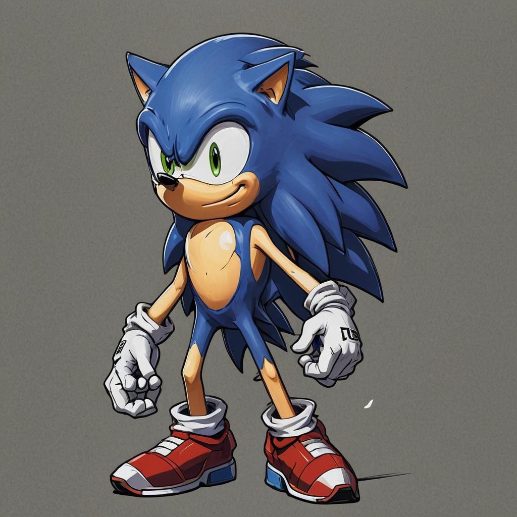Sonic with Backwards Cap in Anime Style