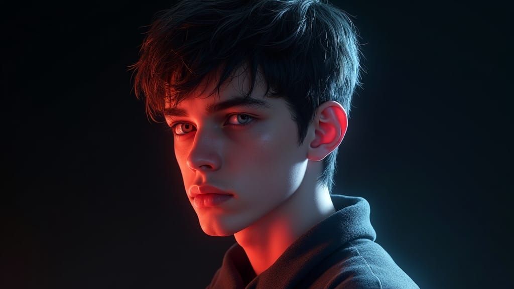 Intense Portrait of Teen Male in Digital Art Style