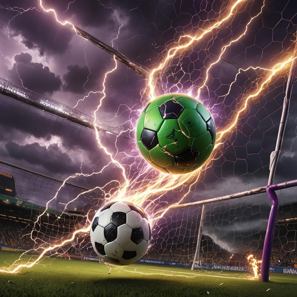 Lightning Strikes Soccer Ball in Digital Concept Art
