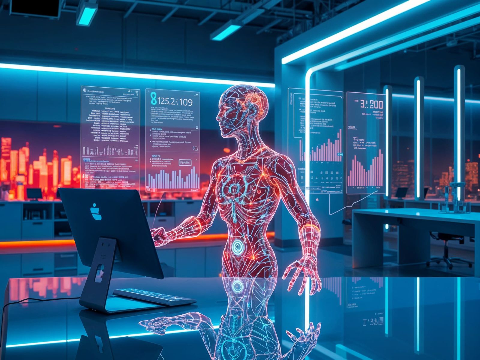 Futuristic AI Interface in High-Tech Environment