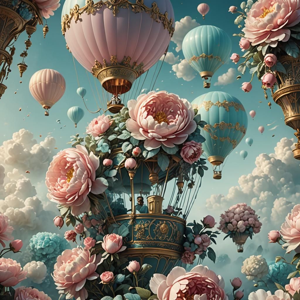 Rococo Hot Air Balloon in Aqua Mist