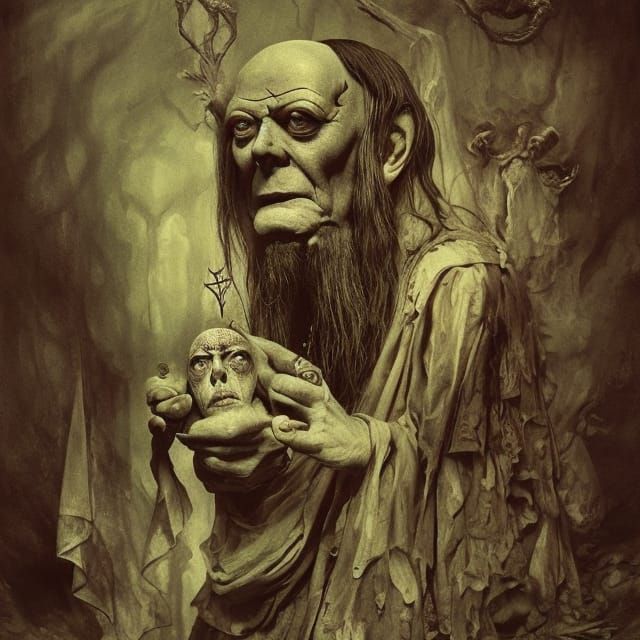 Robotic Aleister Crowley Cyborg Baphomet in Renaissance Styl...