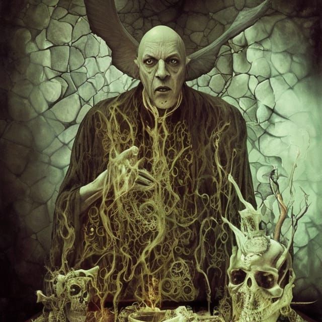 Renaissance Cyborg Witch Conjures Occult Power in a Moonscap...