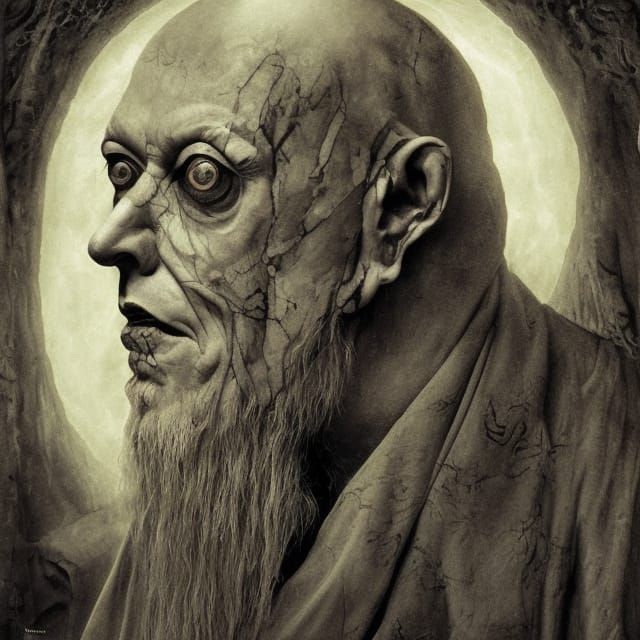 Robotic Aleister Crowley Cyborg Baphomet in Renaissance Styl...