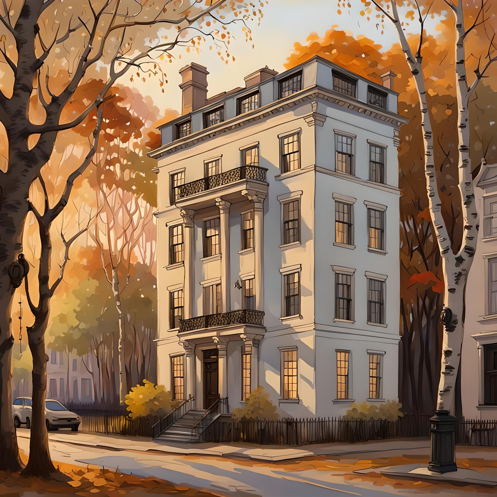 Georgian Building Sketch in Klimt Style